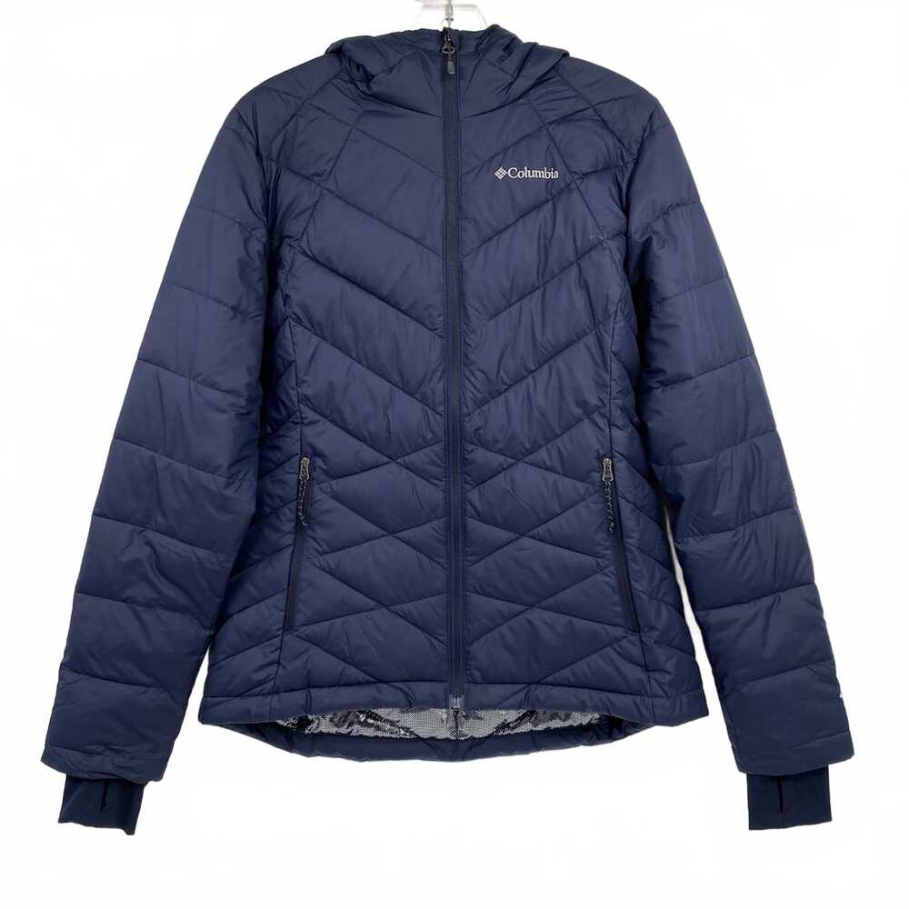 Columbia Navy Blue Hooded Puffer Jacket | Women’s M, Polyester
